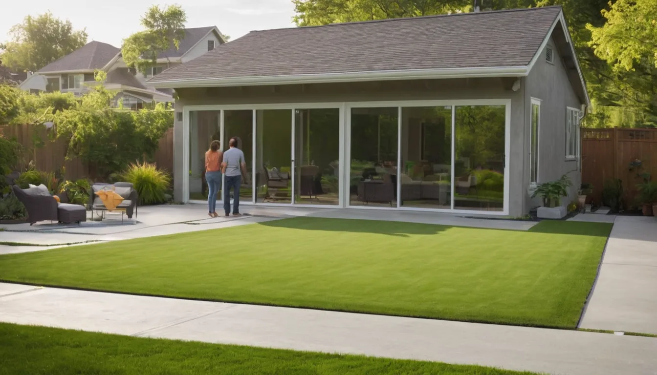 A new concrete patio behind a house in Orland Park, set up with outdoor chairs and a table